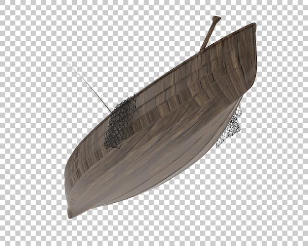 Illustrazione di rendering 3d di una barca da pesca isolata su uno sfondo trasparente