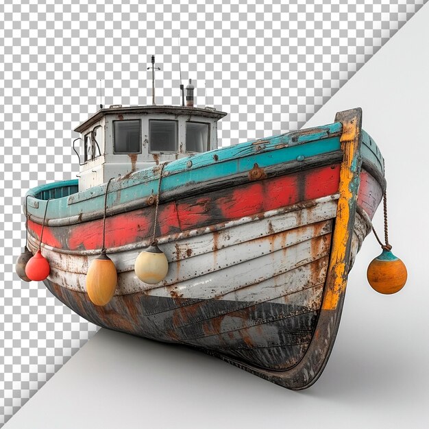 PSD fishing boat isolated on transparent background