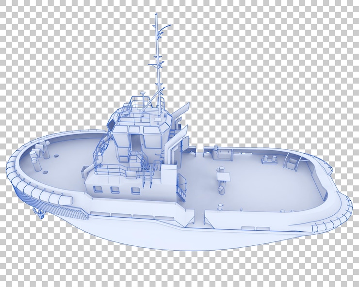 PSD fishing boat on transparent background 3d rendering illustration