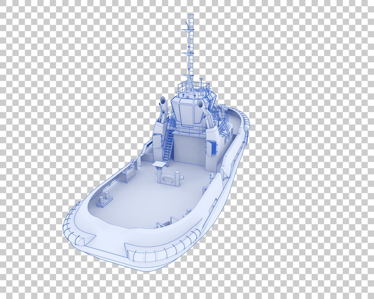 PSD fishing boat on transparent background 3d rendering illustration