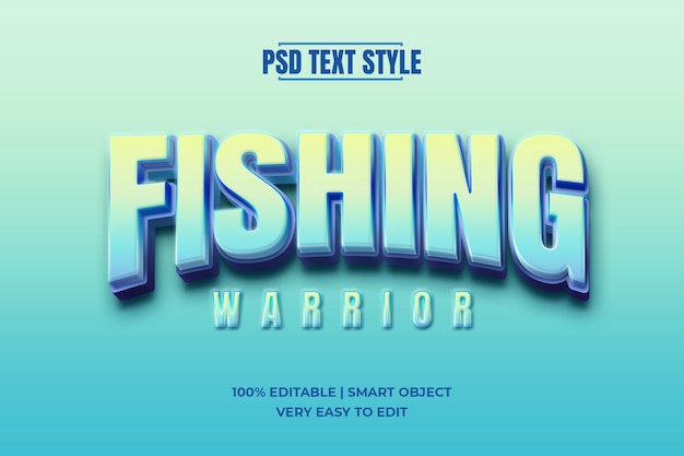 PSD fishing editable 3d text style effect psd