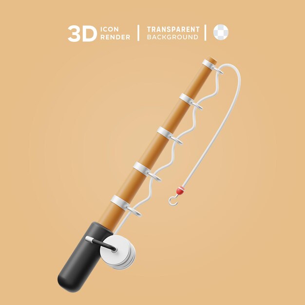 PSD fishing rod 3d illustration rendering