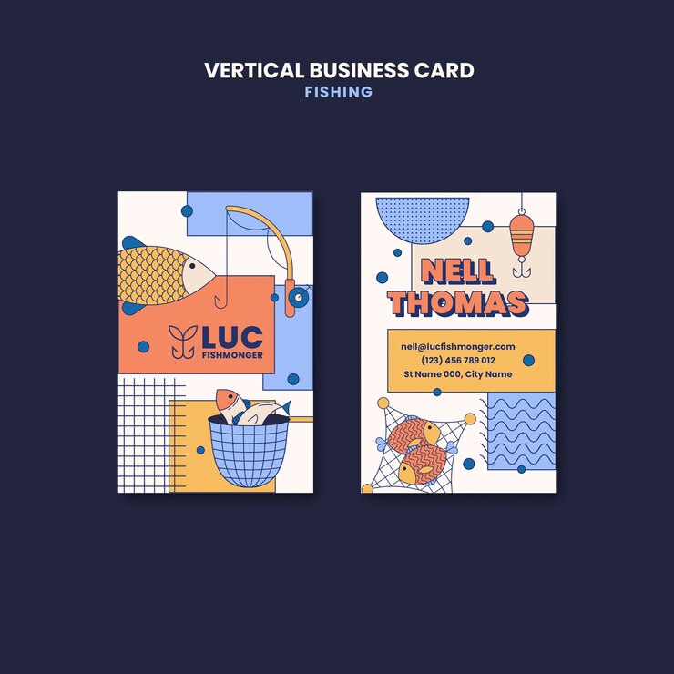 PSD fishing time  business card