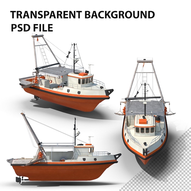 PSD png рыболовное судно