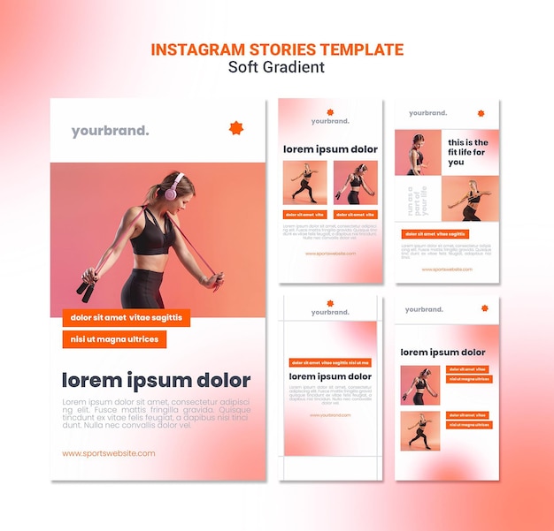 PSD fit cardio meisje instagram verhalen sjabloon