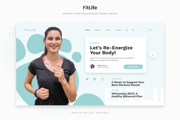 FitLife健康とフィットネスのブログウェブサイトヘッダーセクション