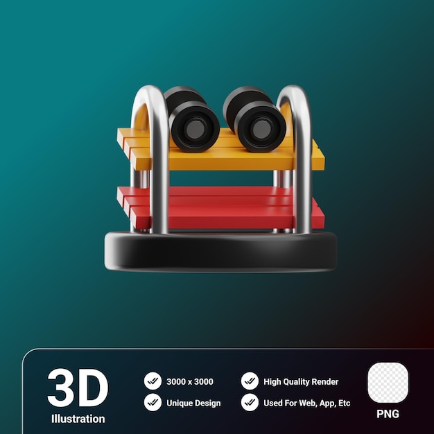 PSD 3d иллюстрация гантели для фитнеса и диеты