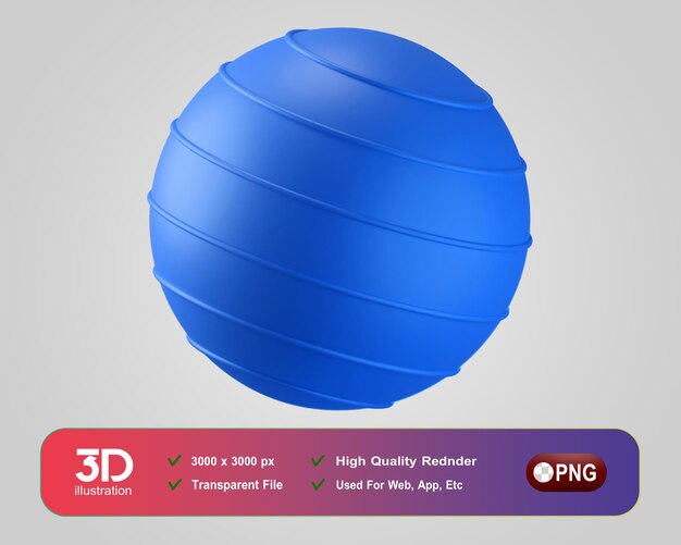 PSD Фитнес и тренажерный зал 3d icons yoga ball