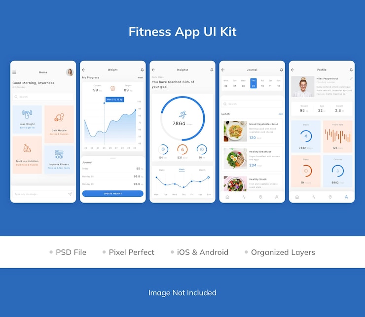 PSD 피트니스 앱 ui 키트