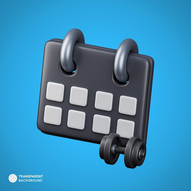 PSD fitness calendar icon isolated 3d render illustration