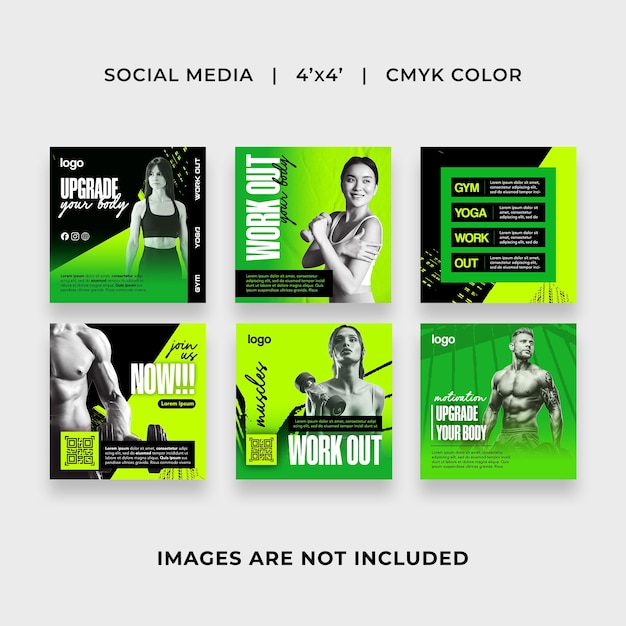 Fitness Center Social Media Post Templates van het fitnesscentrum