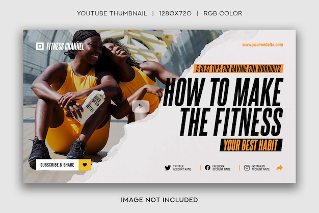 PSD fitness chanel youtube thumbnail template