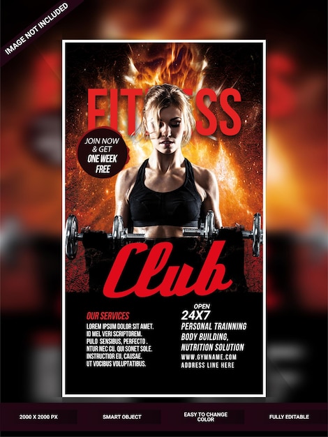 Modello di banner web instagram fitness club