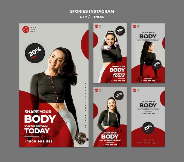 PSD fitness concept instagram stories template