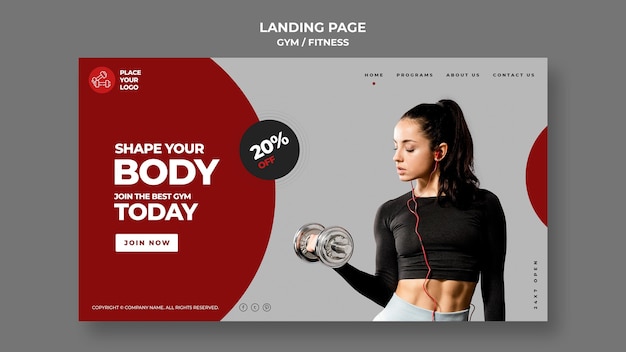 PSD fitness concept landing page template