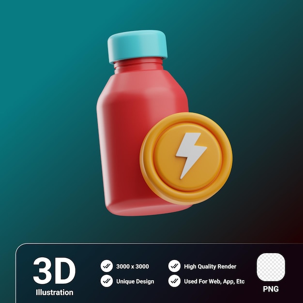 Fitness and diet creatine stamina booster 3d illustration