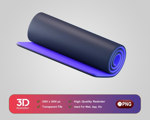 PSD fitness en gymnastiek 3d pictogrammen yoga mat