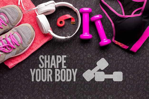 PSD fitness equipment set with headphones