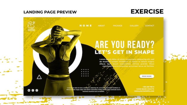 PSD fitness exercise landing page