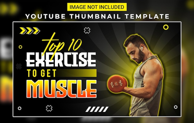 fitness and exercise video thumbnail design or web banner design fully editable psd template