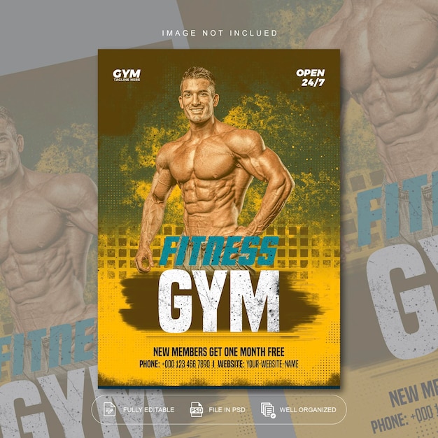 Fitness flyer en poster sjabloon