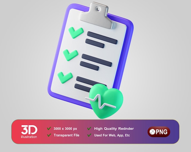 Fitness and Gym 3D Icons Clip Board