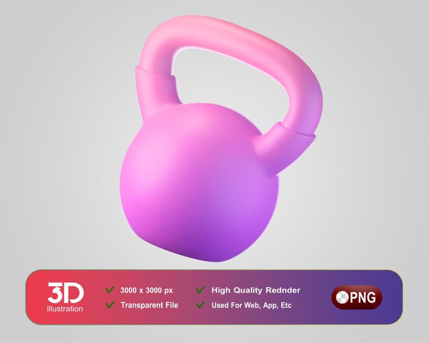 Fitness and gym 3d icons kettlebell