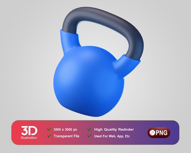 PSD fitness and gym 3d icons kettlebell