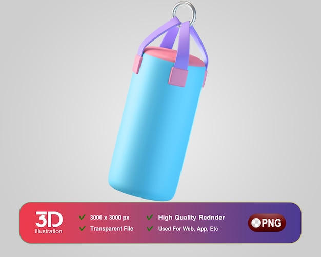 PSD fitness and gym 3d icons punching bag