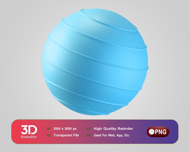 PSD fitness and gym 3d icons yoga ball
