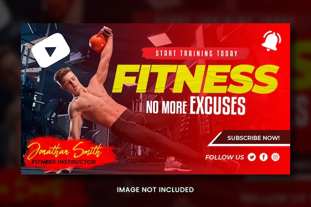 Premium PSD | Fitness gym banner youtube thumbnail