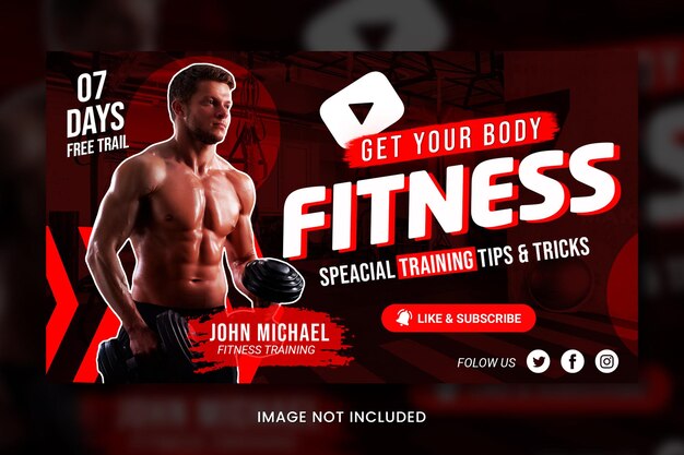 PSD fitness gym banner youtube thumbnail