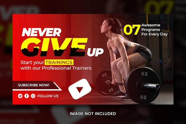 Fitness gym banner youtube thumbnail