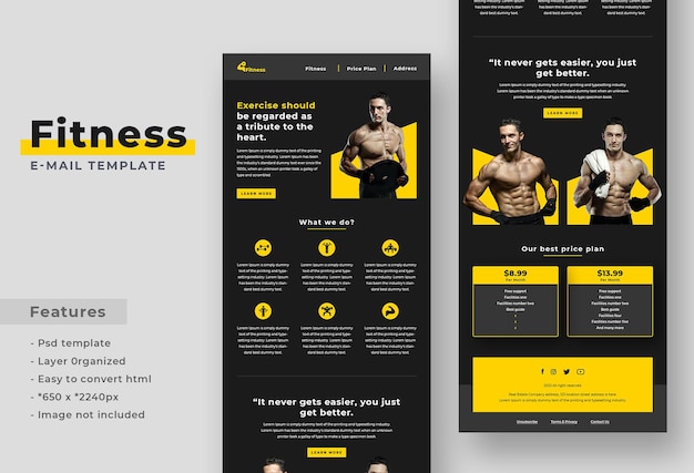 Fitness gym body workout newsletter email template