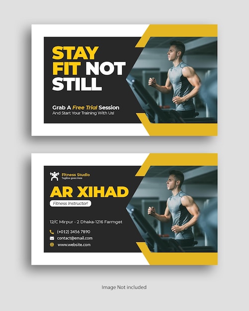 PSD fitness gym business card