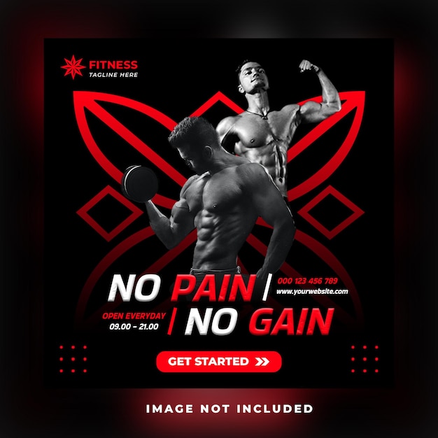 fitness gym club center workout for health promotion social media or square flyer web banner post