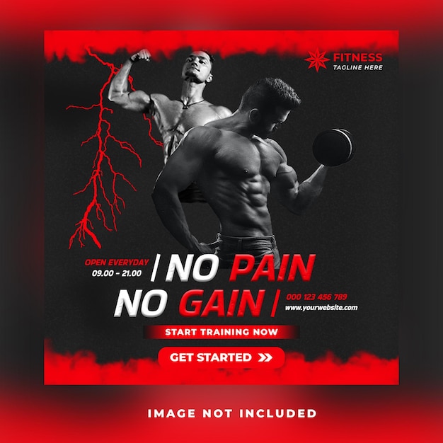 fitness gym club center workout for health promotion social media or square flyer web banner post