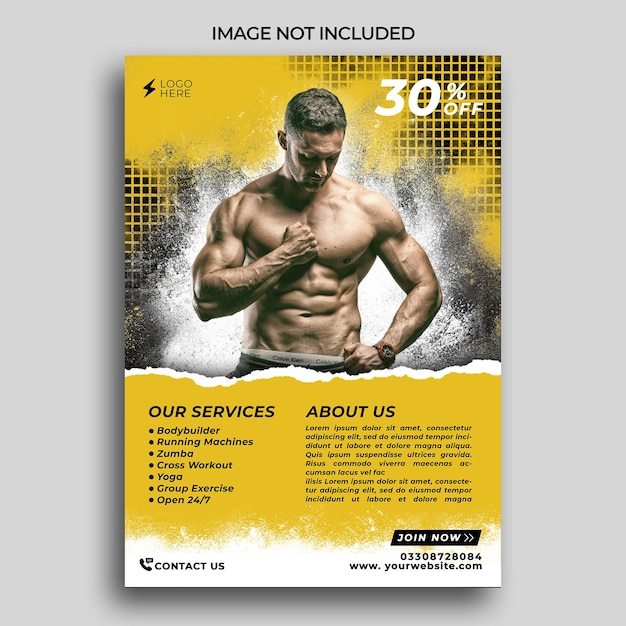Fitness Gym Flyer en Poster PSD-sjabloon