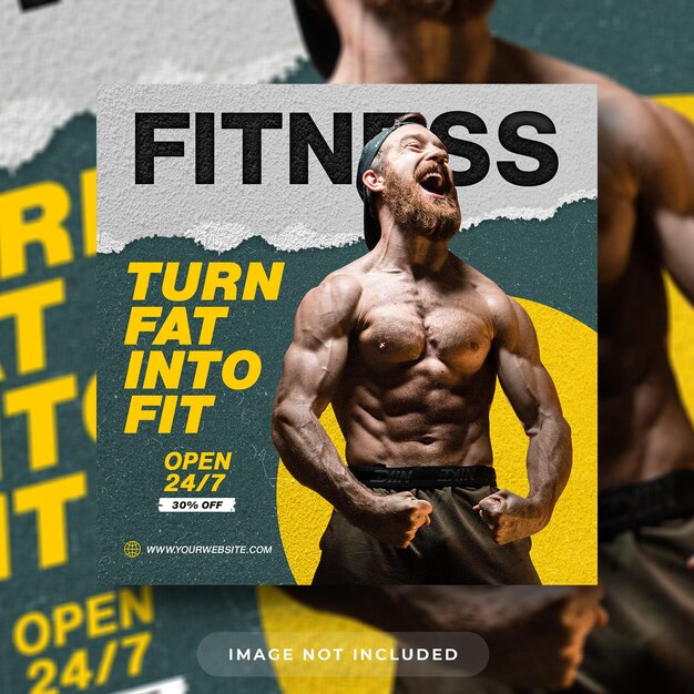 PSD fitness gym flyer social media post and web banner template