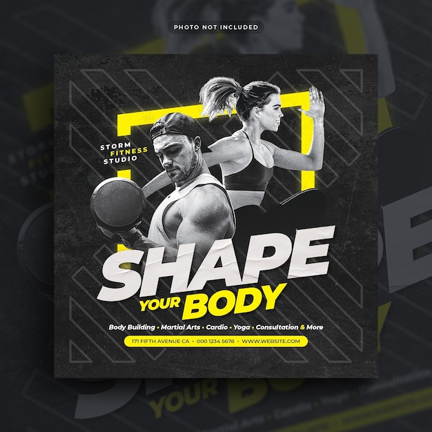 PSD volantino palestra fitness post banner web sui social media