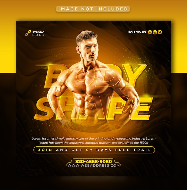 Fitness gym flyer social media post webbanner premium psd