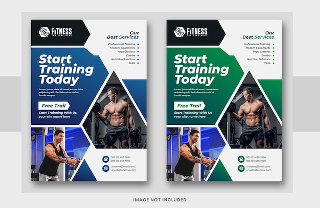 PSD fitness gym flyer template, fitness workout flyer template