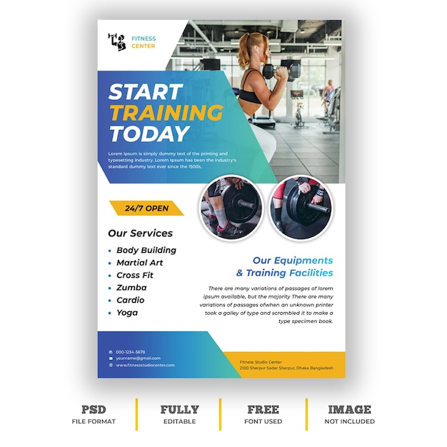 PSD fitness gym flyer template