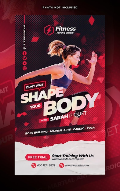 PSD fitness gym instagram verhaal social media post web banner