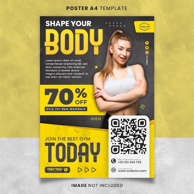 Fitness Gym Shape Your Body Poster of banner gele sjabloon