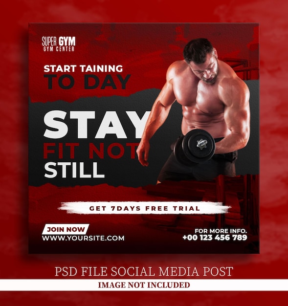 Fitness palestra social medai post design