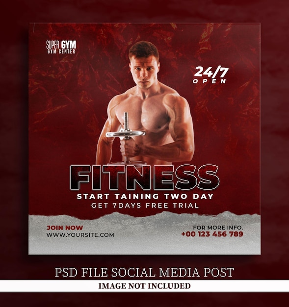 Fitness palestra social medai post design