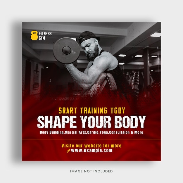 Fitness Gym Social Media Banner Post-sjabloon Premium Psd