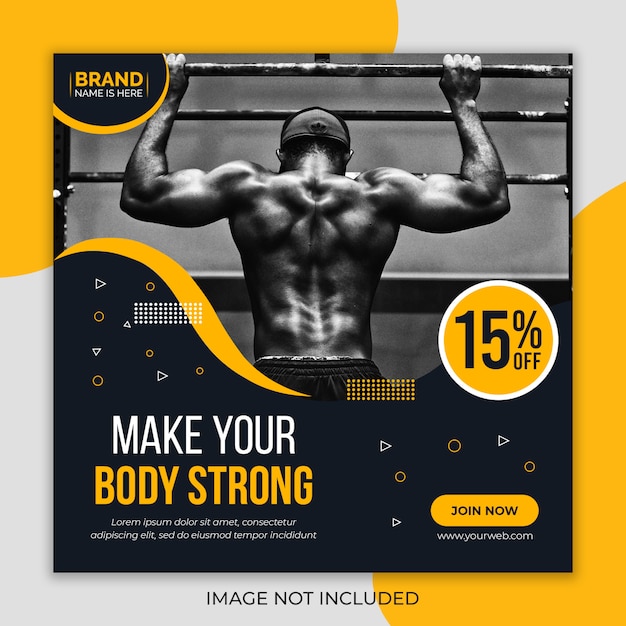 Fitness gym social media banner template