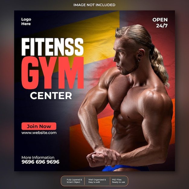 Fitness gym social media post banner template